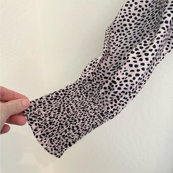 Long sleeved tiered maxi dress blush leopard size Medium - Picture 4 of 6